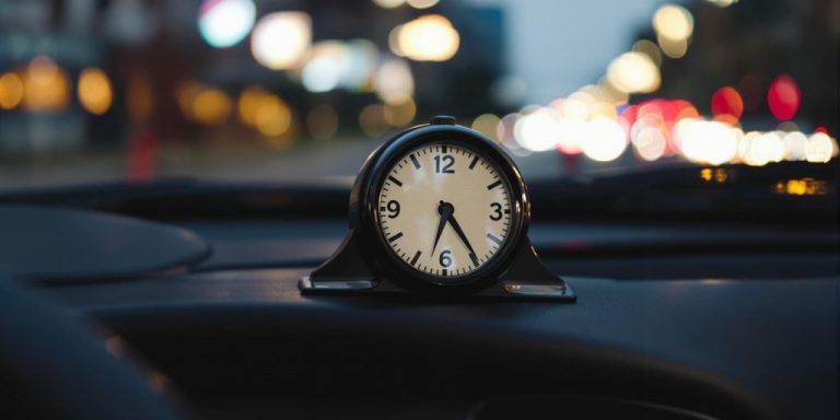 Clock on a car dashboard
