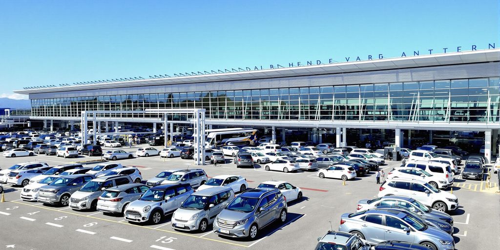 Rental cars parked at Geneva Airport, French side.